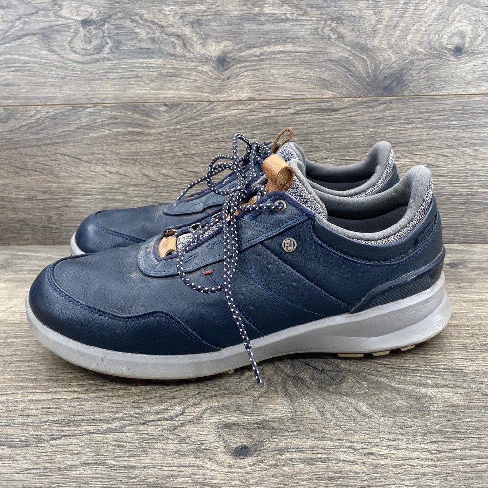 FootJoy Stratos Golf Shoes Mens 10 Navy Blue Leather Spikeless 50043